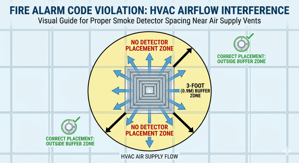 Guide to Avoiding Common Code Violations in Fire Alarm Installations 2 HVAC Airflow Inteference Infographic